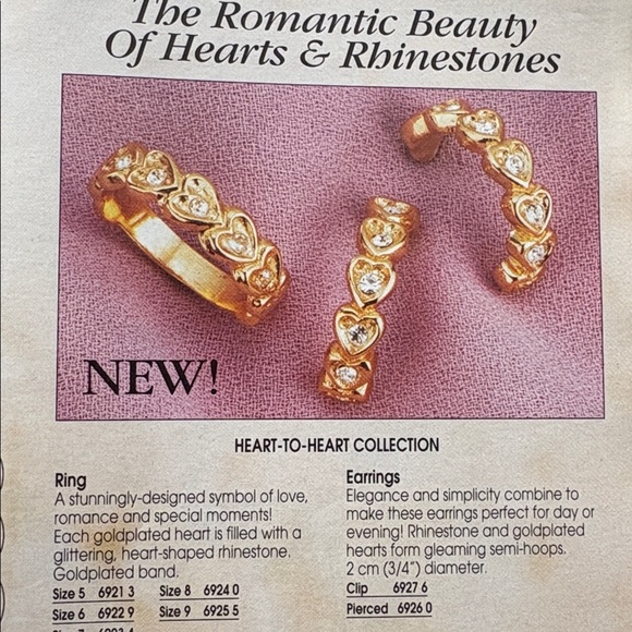 Avon 1995 Vintage Gold Heart Hoop Faux Diamond Clip Earrings NIB 19 - Picture 10 of 15